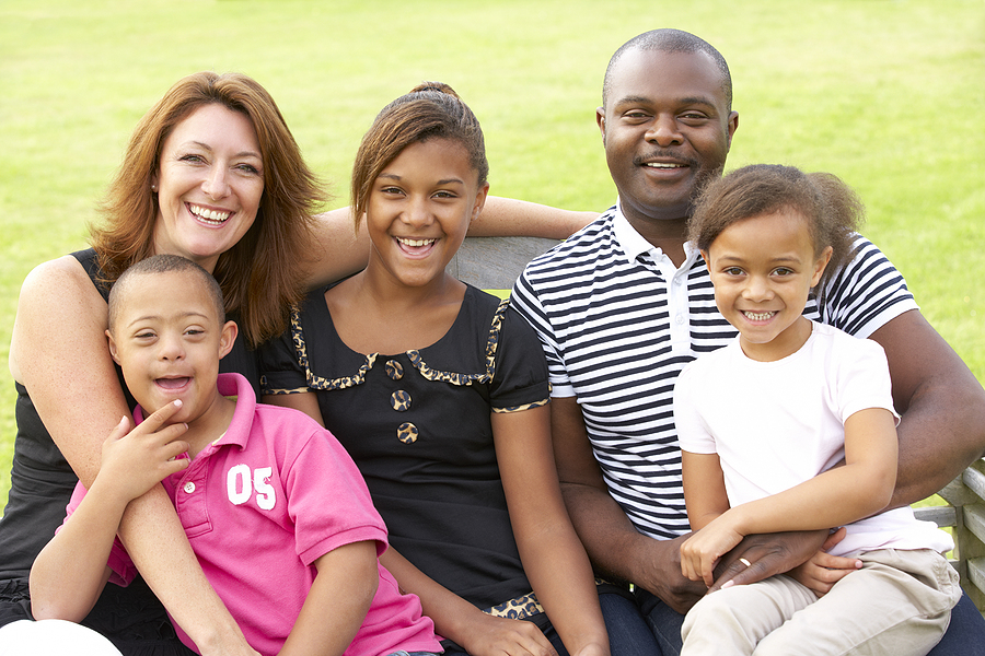 Black family with child who has down's syndrome