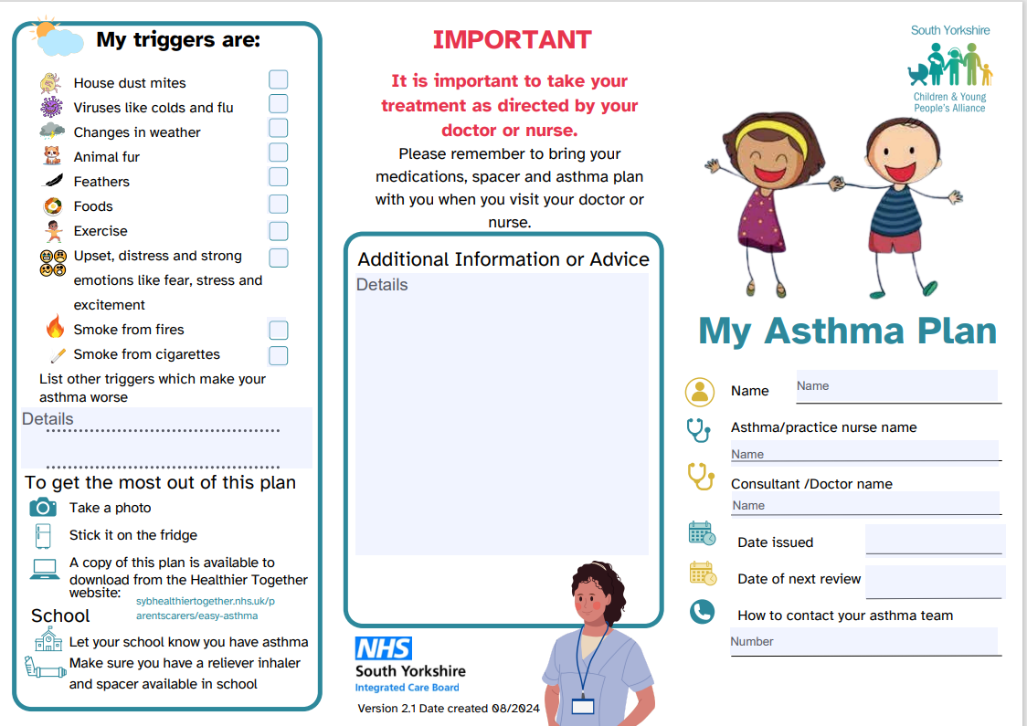Personalised Asthma Action Plan – Editable
