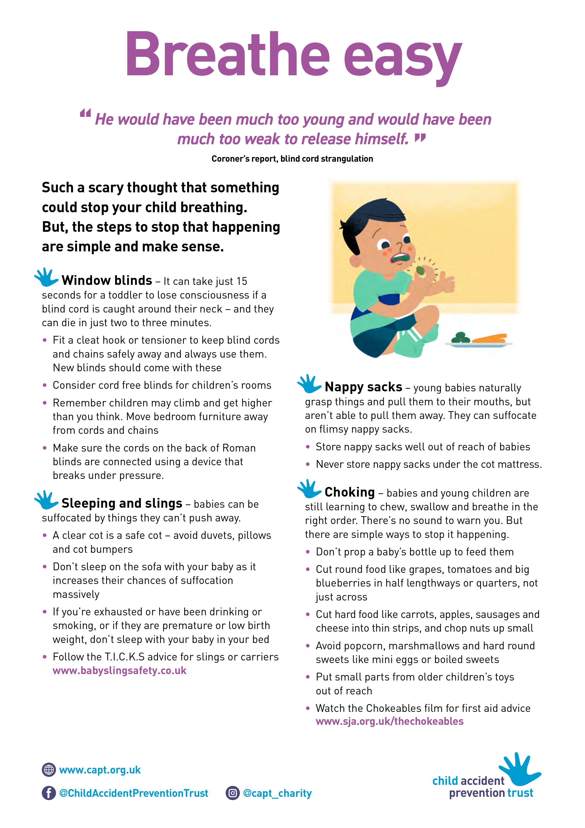 Breathe easy fact sheet from child accident prevention trust.