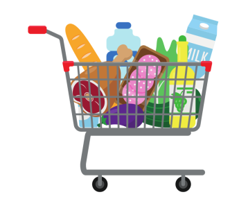 Food in shopping trolley